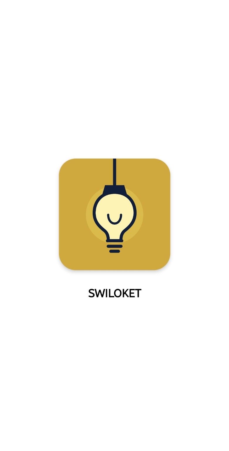 The current SWILOKET prototype launch screen and light bulb icon